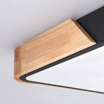 Brilagi - LED dimmelhető mennyezeti lámpatest PILANA LED/48W/230V 3000-6500K tölgy/fekete 56x56 cm + távirányítóval