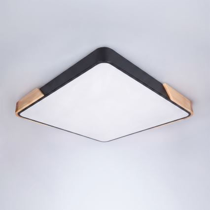 Brilagi - LED dimmelhető mennyezeti lámpatest PILANA LED/48W/230V 3000-6500K tölgy/fekete 56x56 cm + távirányítóval