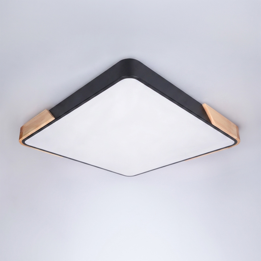 Brilagi - LED dimmelhető mennyezeti lámpatest PILANA LED/48W/230V 3000-6500K tölgy/fekete 56x56 cm + távirányítóval