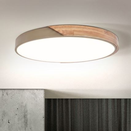 BRILAGI - LED dimmelhető mennyezeti lámpatest PILANA LED/60W/230V 3000-6500K tölgy/bézs átmérő: 60 cm + távirányító