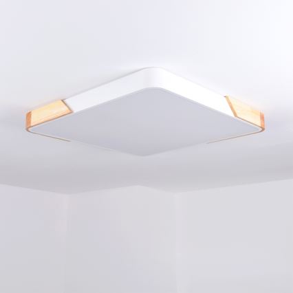 Brilagi - LED Dimmelhető mennyezeti lámpa PILANA LED/60W/230V 3000-6500K tölgy/fehér 56x56 cm + távirányító