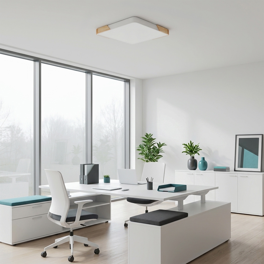 Brilagi - LED Dimmelhető mennyezeti lámpa PILANA LED/60W/230V 3000-6500K tölgy/fehér 56x56 cm + távirányító