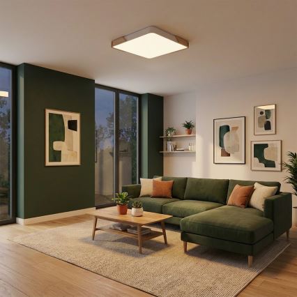 Brilagi - LED Dimmelhető mennyezeti lámpa PILANA LED/60W/230V 3000-6500K tölgy/fehér 56x56 cm + távirányító