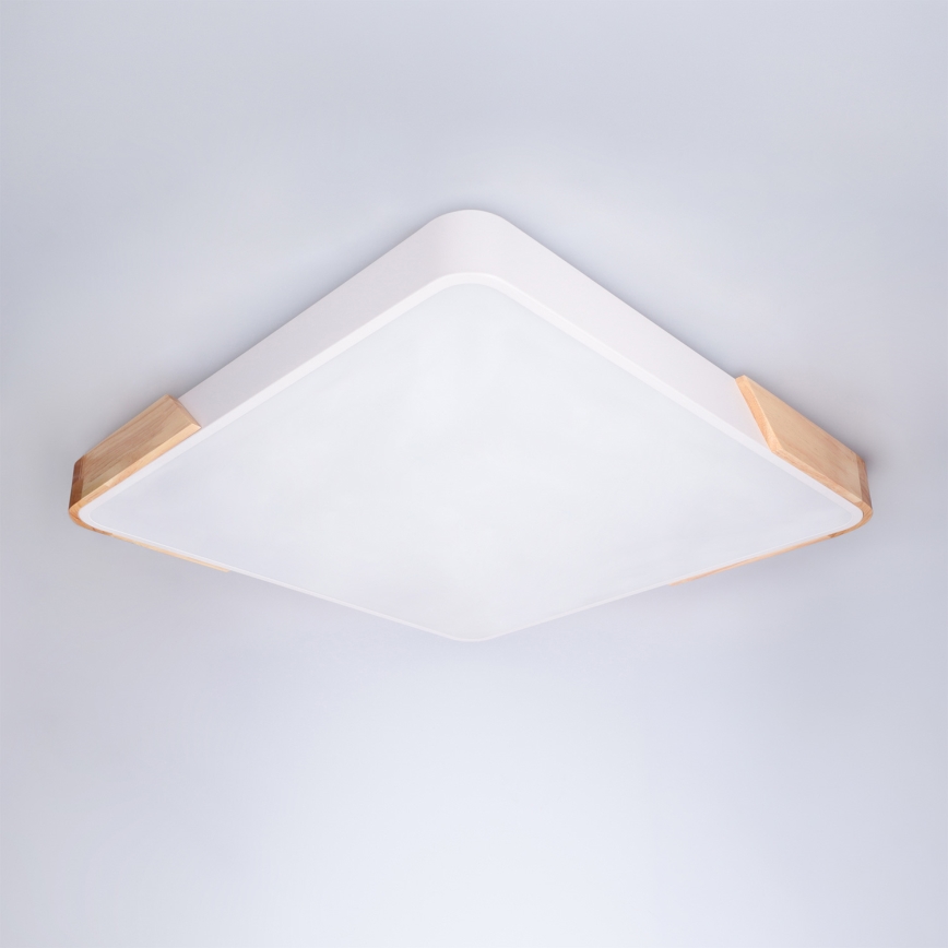 Brilagi - LED Dimmelhető mennyezeti lámpa PILANA LED/60W/230V 3000-6500K tölgy/fehér 56x56 cm + távirányító