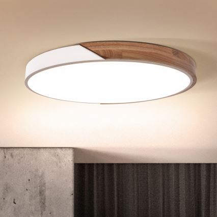 Brilagi - LED dimmelhető mennyezeti lámpa PILANA LED/60W/230V 3000-6500K tölgy/fehér, átmérő 60 cm + távirányító