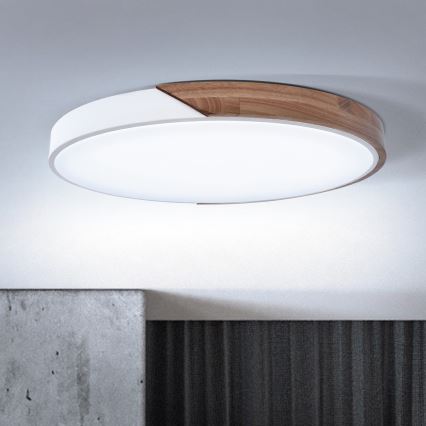 Brilagi - LED dimmelhető mennyezeti lámpa PILANA LED/60W/230V 3000-6500K tölgy/fehér, átmérő 60 cm + távirányító