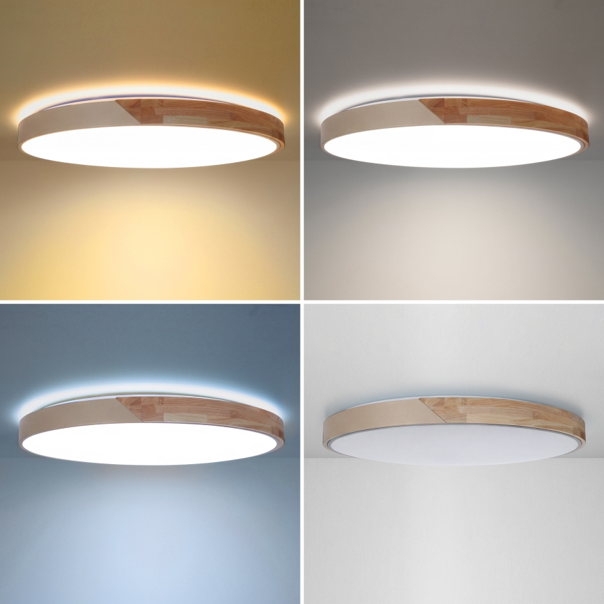 BRILAGI - LED fényerőszabályozható mennyezeti lámpa PILANA LED/72W/230V 3000-6500K tölgy/bézs átm. 80 cm + távirányító