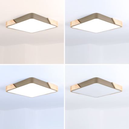 BRILAGI - LED Dimmelhető mennyezeti lámpatest PILANA SQUARE LED/48W/230V 3000-6500K tölgy/bézs 42x42 cm + távirányító