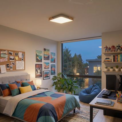 BRILAGI - LED Dimmelhető mennyezeti lámpatest PILANA SQUARE LED/48W/230V 3000-6500K tölgy/bézs 42x42 cm + távirányító