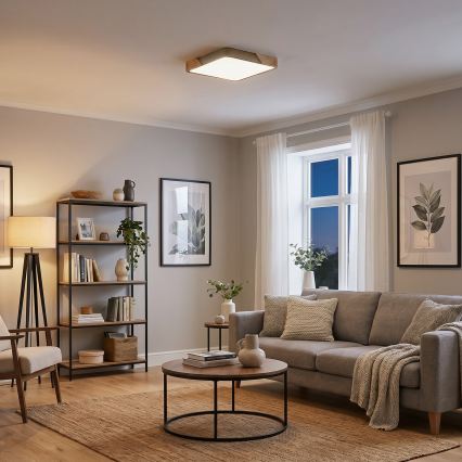 BRILAGI - LED Dimmelhető mennyezeti lámpatest PILANA SQUARE LED/48W/230V 3000-6500K tölgy/bézs 42x42 cm + távirányító