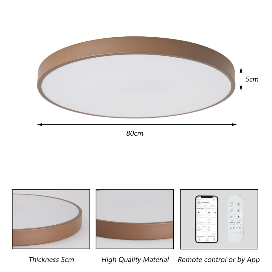 Brilagi - fényerőszabályozható LED lámpatest POOL SMART LED/100W/230V Ø 80 cm Wi-Fi Tuya + távirányító barna