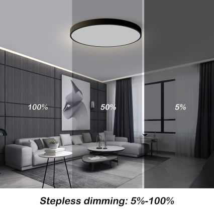 Brilagi - LED dimmelhető mennyezeti lámpatest POOL SMART LED/100W/230V 3000–6000K Ø 80 cm Wi-Fi Tuya fekete + távirányító