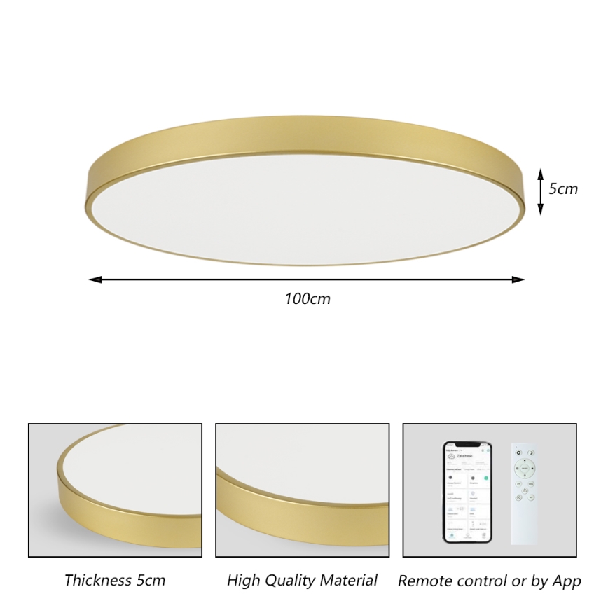 Brilagi - LED dimmelhető mennyezeti lámpatest POOL SMART LED/128W/230V 3000-6000K 100 cm arany Wi-Fi Tuya + távirányító