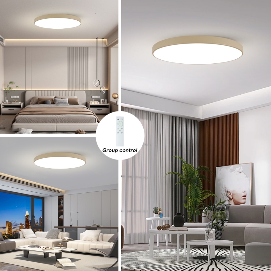 Brilagi - LED fényerőszabályozható mennyezeti lámpatest POOL SMART/180W/230V 3000–6000K 120 cm bézs Wi-Fi Tuya + távirányító