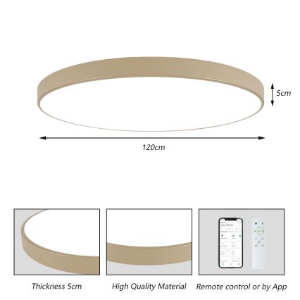 Brilagi - LED fényerőszabályozható mennyezeti lámpatest POOL SMART/180W/230V 3000–6000K 120 cm bézs Wi-Fi Tuya + távirányító