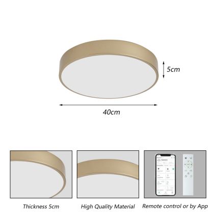 Brilagi - POOL SMART dimmelhető LED mennyezeti lámpatest LED/48W/230V 3000-6000K Ø 40 cm Wi-Fi Tuya arany + távirányító