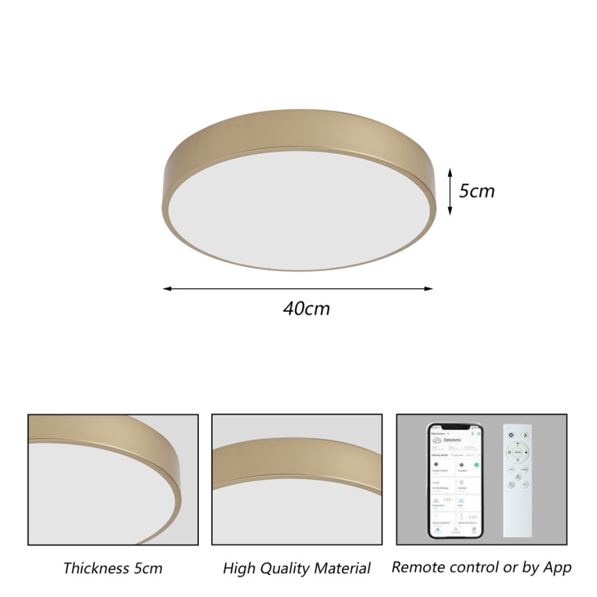 Brilagi - POOL SMART dimmelhető LED mennyezeti lámpatest LED/48W/230V 3000-6000K Ø 40 cm Wi-Fi Tuya arany + távirányító