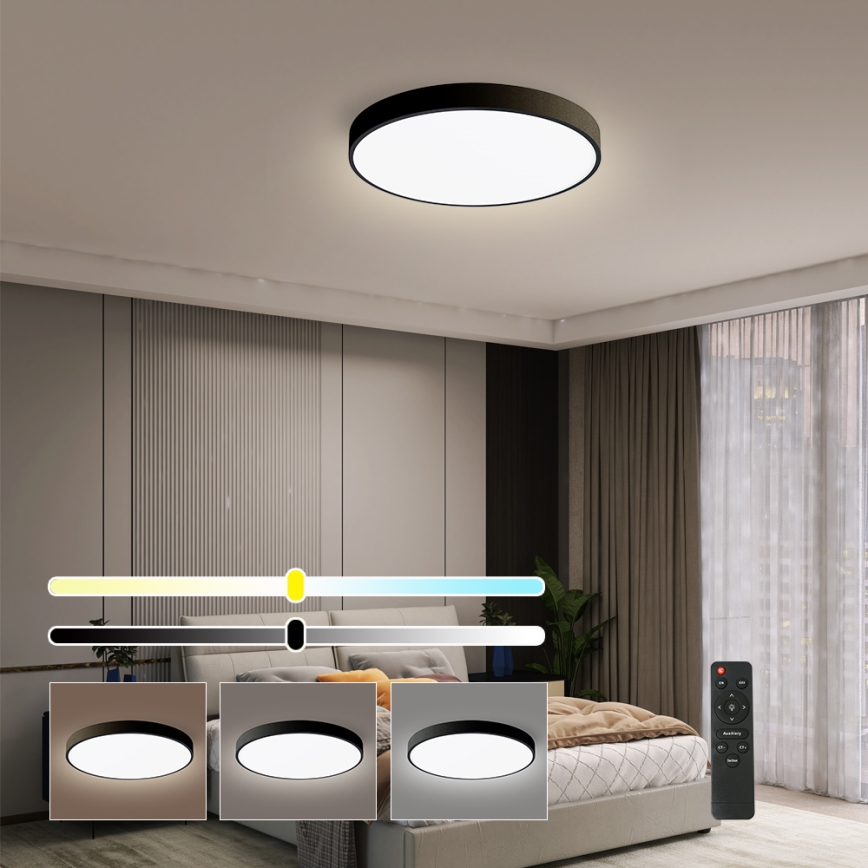 Brilagi - LED fényerőszabályozható mennyezeti lámpa POOL SMART LED/48W/230V 40 cm 3000-6000K Wi-Fi Tuya + távirányító fekete