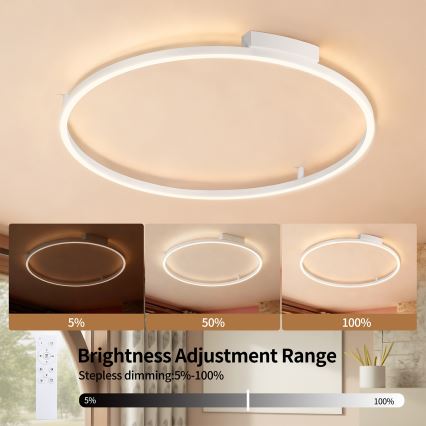 Brilagi - LED dimmelhető mennyezeti lámpa PORTOFINO LED/60W/230V 3000-6000K átm. 80 cm fehér + távirányító