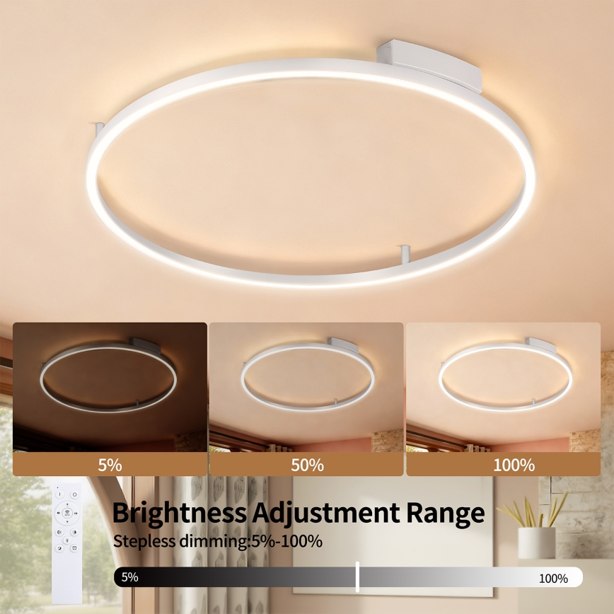 Brilagi - LED dimmelhető mennyezeti lámpatest PORTOFINO LED/60W/230V 3000-6000K átm. 80 cm ezüst + távirányító