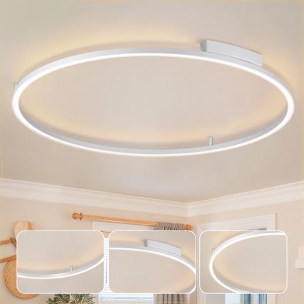 Brilagi - PORTOFINO LED dimmelhető mennyezeti lámpa LED/85W/230V 3000-6000K átm. 120 cm ezüst + távirányító