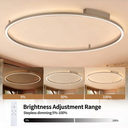 Brilagi - PORTOFINO dimmelhető mennyezeti LED lámpatest, 85 W, 230 V, 3000–6000 K, Ø 120 cm, bézs, távirányítóval