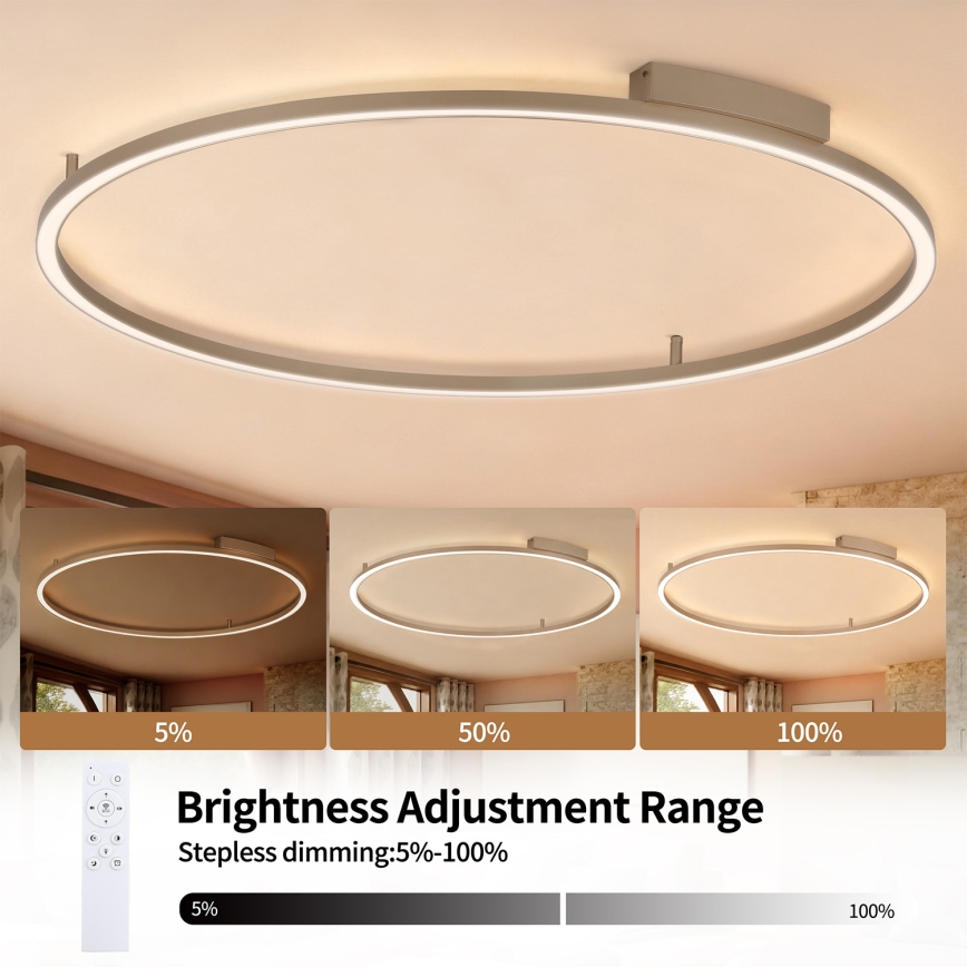 Brilagi - PORTOFINO dimmelhető mennyezeti LED lámpatest, 85 W, 230 V, 3000–6000 K, Ø 120 cm, bézs, távirányítóval