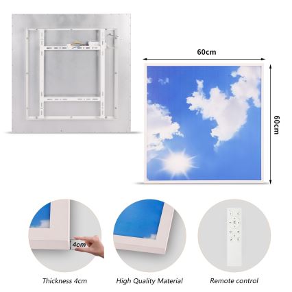 Brilagi - LED Dimmelhető mennyezeti lámpatest SLIMFRAME SKY LED/58W/230V 60x60 cm 3000-6000K ezüst/kék + távirányító
