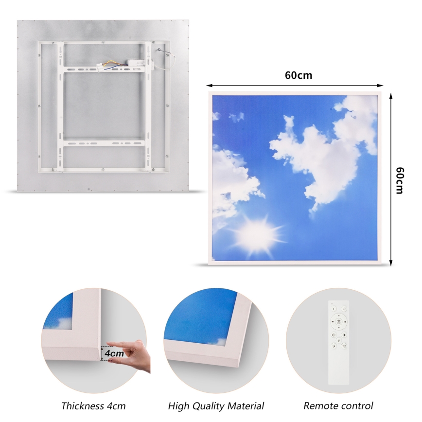 Brilagi - LED Dimmelhető mennyezeti lámpatest SLIMFRAME SKY LED/58W/230V 60x60 cm 3000-6000K ezüst/kék + távirányító