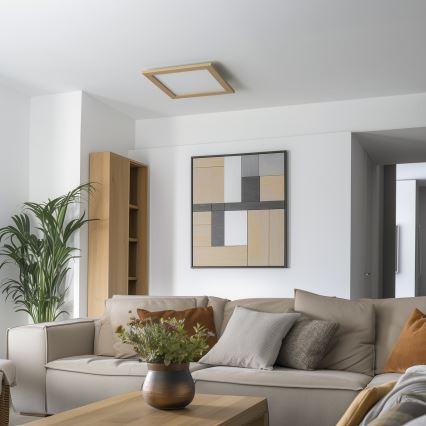 Brilagi - SLIMFRAME WOOD LED/36W/230V dimmelhető mennyezeti lámpatest 49,5x49,5 cm 3000-6000K barna + távirányító