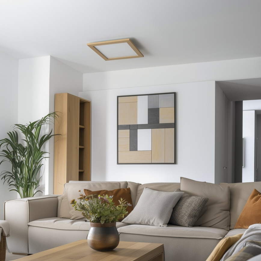 Brilagi - SLIMFRAME WOOD LED/36W/230V dimmelhető mennyezeti lámpatest 49,5x49,5 cm 3000-6000K barna + távirányító