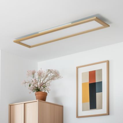 Brilagi - LED dimmelhető mennyezeti lámpatest SLIMFRAME WOOD LED/58W/230V 124x34 cm 3000-6000K barna + távirányító