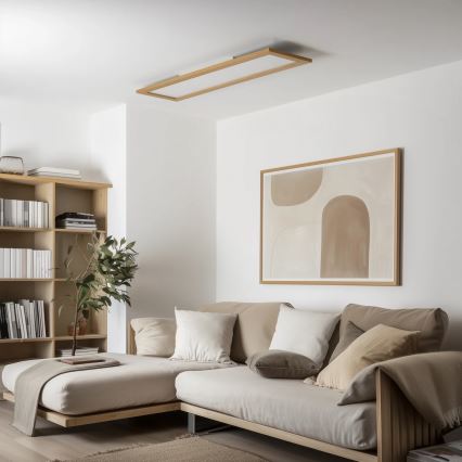 Brilagi - LED dimmelhető mennyezeti lámpatest SLIMFRAME WOOD LED/58W/230V 124x34 cm 3000-6000K barna + távirányító