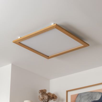 Brilagi - LED dimmelhető mennyezeti lámpatest SLIMFRAME WOOD LED/58W/230V 64x64 cm 3000-6000K barna + távirányító