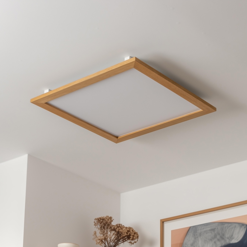 Brilagi - LED dimmelhető mennyezeti lámpatest SLIMFRAME WOOD LED/58W/230V 64x64 cm 3000-6000K barna + távirányító