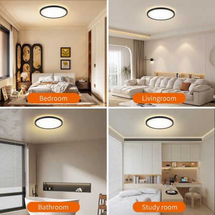 Brilagi - Dimmelhető ULTRA SLIM LED mennyezeti lámpatest LED/24W/230V 2700-6500K átm. 42 cm fekete + távirányító