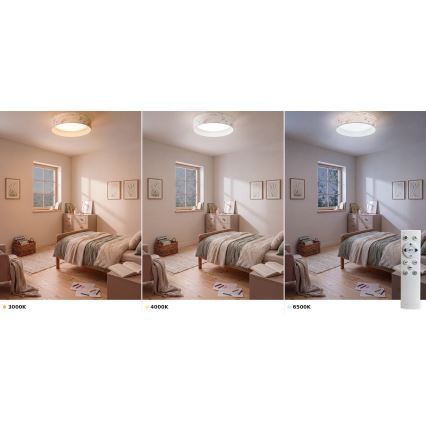 Brilagi - LED fényerőszabályozható mennyezeti lámpa VELVET SMART VARI LED/36W/230V 3000-6500K átm. 55 cm fehér/virágmintás + távirányító