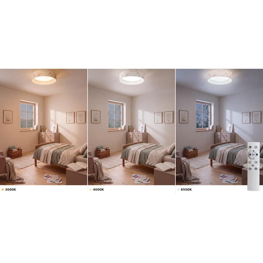 Brilagi - LED fényerőszabályozható mennyezeti lámpa VELVET SMART VARI LED/36W/230V 3000-6500K átm. 55 cm fehér/virágmintás + távirányító