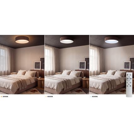 Brilagi - Dimmelhető mennyezeti lámpa VELVET SMART VARI LED/36W/230V 3000-6500K átm. 55 cm barna + távirányító