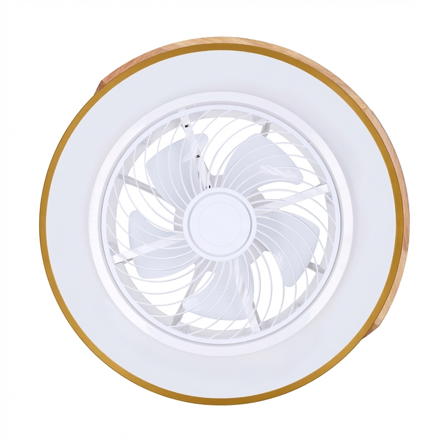 Brilagi - LED fényerőszabályozható mennyezeti lámpatest ventilátorral LED/38W/230V 3000-6500K átm. 50 cm kék/tölgy + távirányítóval