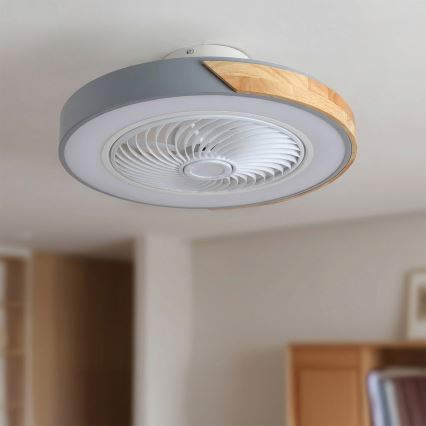 Brilagi - LED dimmelhető mennyezeti lámpa ventilátorral LED/38W/230V 3000-6500K átm. 50 cm szürke/tölgy + távirányító