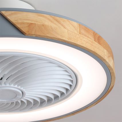Brilagi - LED dimmelhető mennyezeti lámpa ventilátorral LED/38W/230V 3000-6500K átm. 50 cm szürke/tölgy + távirányító