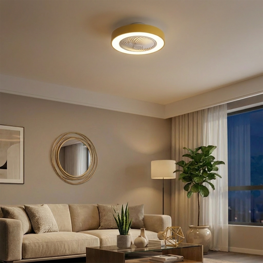 Brilagi - Fényerőszabályozható LED mennyezeti lámpa ventilátorral LED/38W/230V 3000-6500K Ø 50 cm arany + távirányító