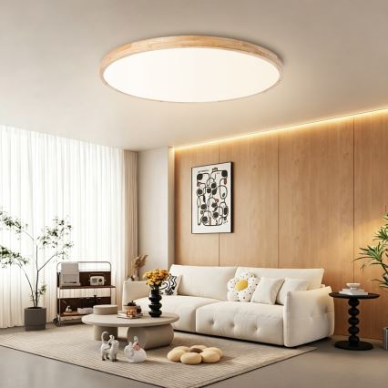 Brilagi - Dimmelhető LED mennyezeti lámpatest WOODLINE LED/128W/230V 3000-6000K tölgy, átmérő 100 cm + távirányító