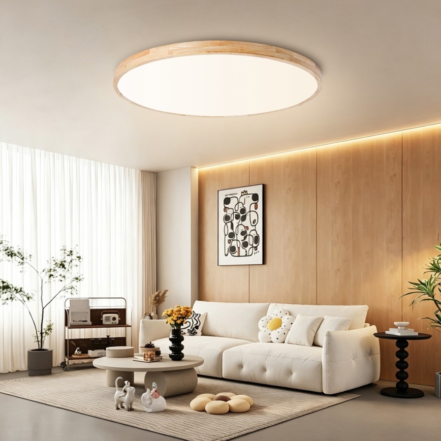 Brilagi - Dimmelhető LED mennyezeti lámpatest WOODLINE LED/128W/230V 3000-6000K tölgy, átmérő 100 cm + távirányító