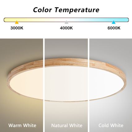 Brilagi - Dimmelhető LED mennyezeti lámpatest WOODLINE LED/128W/230V 3000-6000K tölgy, átmérő 100 cm + távirányító