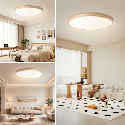 Brilagi - Dimmelhető LED mennyezeti lámpatest WOODLINE LED/128W/230V 3000-6000K tölgy, átmérő 100 cm + távirányító