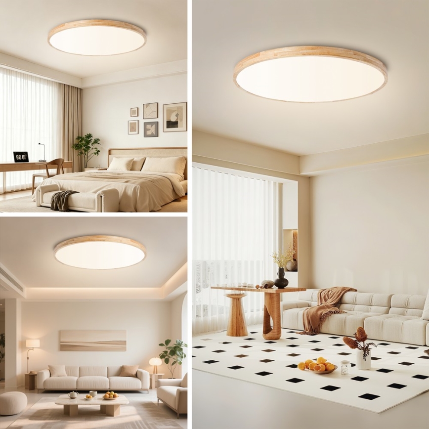 Brilagi - Dimmelhető LED mennyezeti lámpatest WOODLINE LED/128W/230V 3000-6000K tölgy, átmérő 100 cm + távirányító