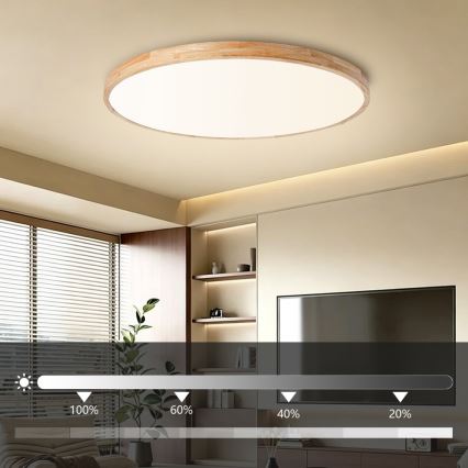 Brilagi - Dimmelhető LED mennyezeti lámpatest WOODLINE LED/128W/230V 3000-6000K tölgy, átmérő 100 cm + távirányító