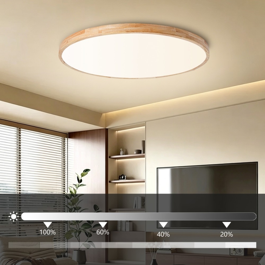 Brilagi - Dimmelhető LED mennyezeti lámpatest WOODLINE LED/128W/230V 3000-6000K tölgy, átmérő 100 cm + távirányító